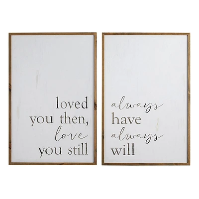 2-Piece Glass Framed Love You Then Still & Always Will Wall Art, 24x36