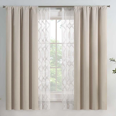 4-Pack Linen Eclipse Kensett Blackout Embroidered Curtain Panel Set