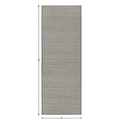 Solid Grey Textured Washable Kitchen Runner, 2x5