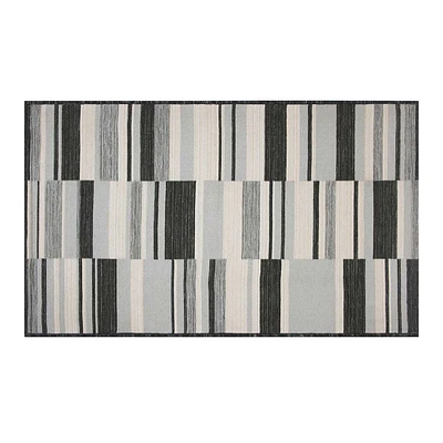 Crosby St. Charcoal Grey & Ivory Striped Reversible Doormat, 2x3