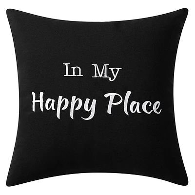 In My Happy Place Square Outdoor Throw Pillow