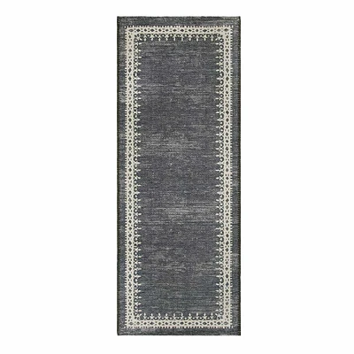 Charcoal Border Gelback Washable Kitchen Runner, 2x5