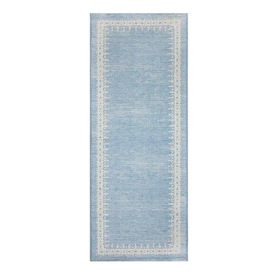 Light Blue Washable Kitchen Runner with Gelback, 2x5