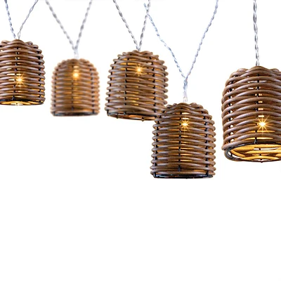 LED Rattan Cone String Lights