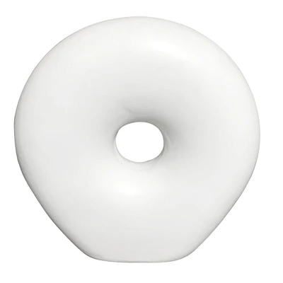 White Ceramic Round Sculpture, 8"