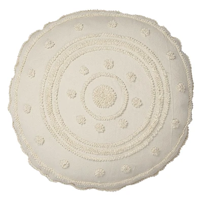 Tan Embellished Round Outdoor Throw Pillow, 16"