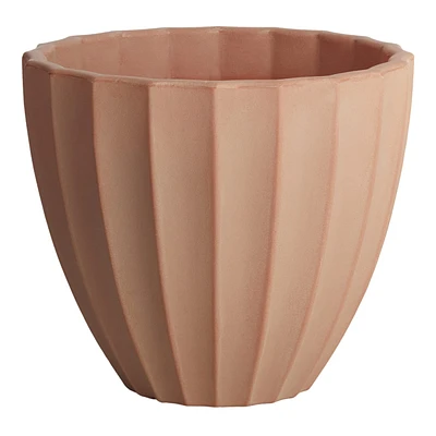 Scalloped Natural Clay Outdoor Planter, Small