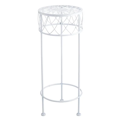 White Metal Round Plant Stand, Small