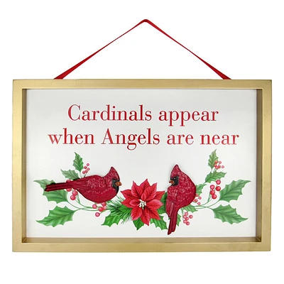 Classic Christmas Cardinal Sign Wall Decor, 16"