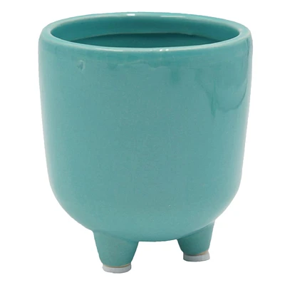 Indoor Teal Footed Ceramic Planter, Extra Small