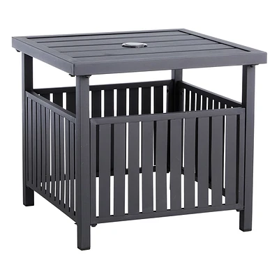 Crosby St. Square Black Steel Slat Patio Umbrella Table, 20"