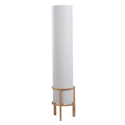 Tracey Boyd White Fabric Uplight Floor Lamp with Natural Wood Base, 43"