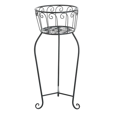 Black Metal Basket Planter Stand, Medium