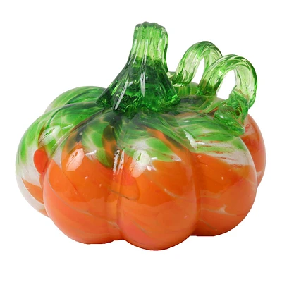 Orange & Green Glass Pumpkin