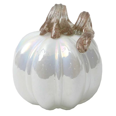 Pearl White Glass Pumpkin, 4"