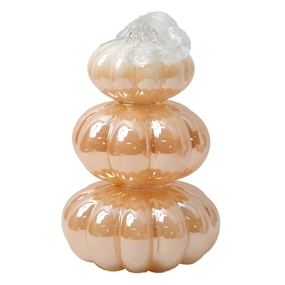 Glass Pumpkin Stack, 11"