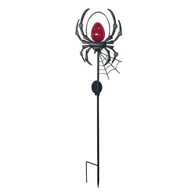 Pre-Lit Black Spider Yard Stake, 38"