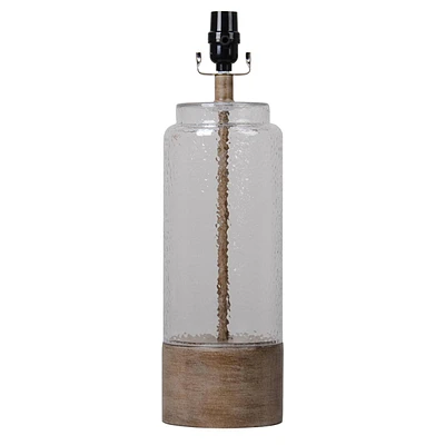 Textured Glass with Wood Base Lamp Base, 19"