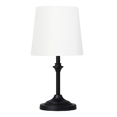 Black Metal Mini Stick Lamp with Shade, 13"