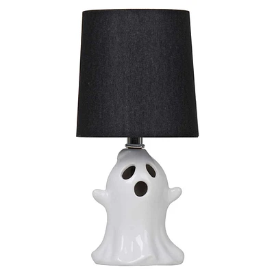 White Ceramic Ghost Mini Lamp, 11"