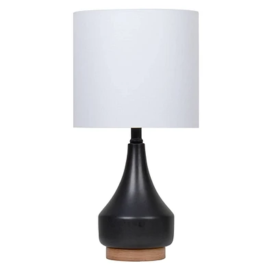 Crosby St. Black Ceramic & Wood Finish Small Lamp with Shade, 19"