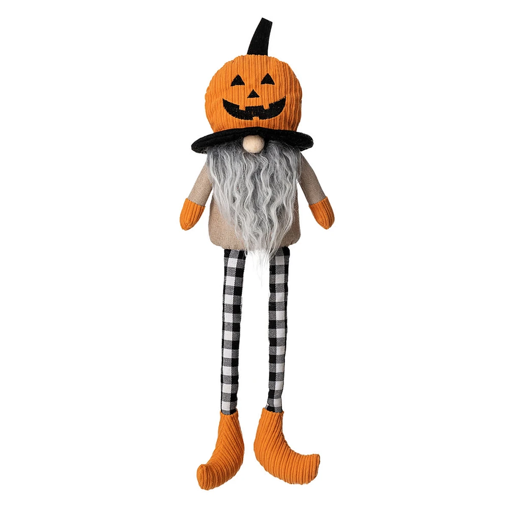 Fabric Jack-o'-Lantern Gnome Shelf Sitter, 20"