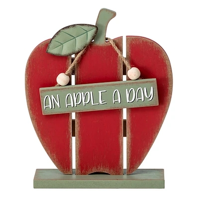 An Apple A Day Wooden Table Sign, 10"