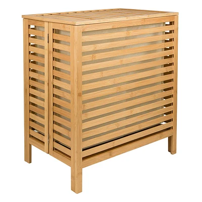 Foldable Bamboo Laundry Double Sorter with Removable Liners