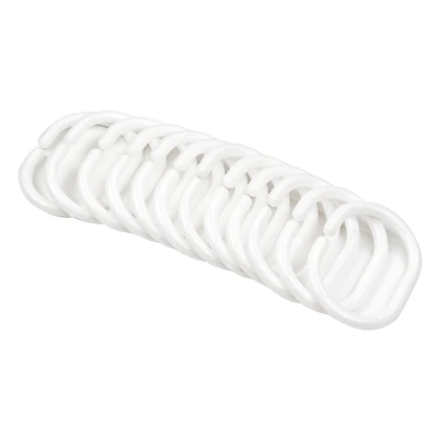 12-Pack White Plastic Shower Curtain Rings