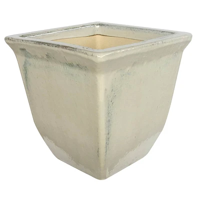 Running White Ceramic Tapered Square Outdoor Planter