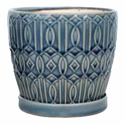 Indoor Embossed Ceramic Planter