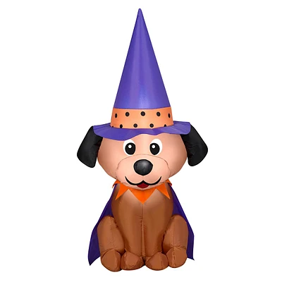 Inflatable Dog with Witch Hat, 3.5'