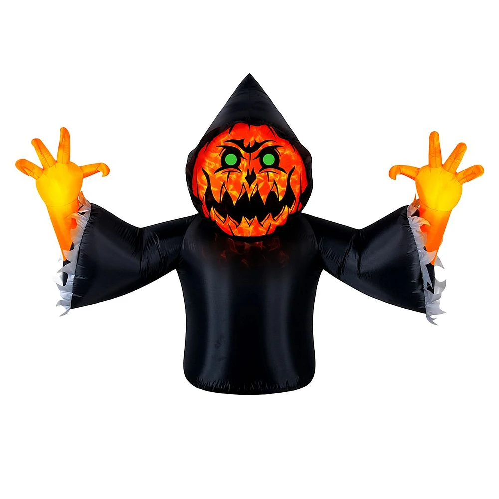 Inflatable Pumpkin Reaper with Swirling Lights, 7'