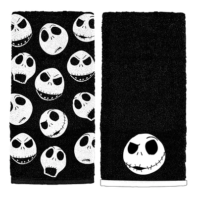 2-Pack Nightmare Before Christmas Jack Skellington Black Hand Towels, 15x26