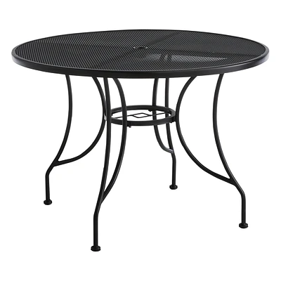 Black Round Wrought Iron Patio Dining Table, 42"