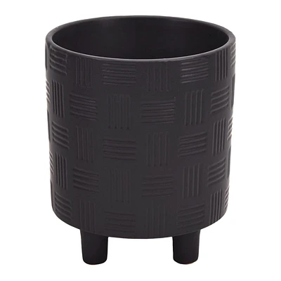 Indoor Mod Black Footed Ceramic Planter, Small