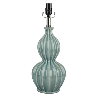 Providence Green Ceramic Double Gourd Lamp Base, 19"