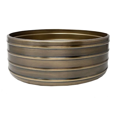 Ribbed Brass Decorative Bowl, 10x4