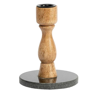 Wooden Taper Candle Holder with Marble Base