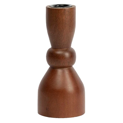 Walnut Wooden Taper Candle Holder