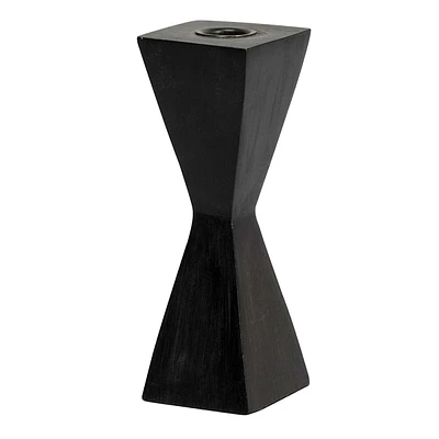 Black Wooden Taper Candle Holder