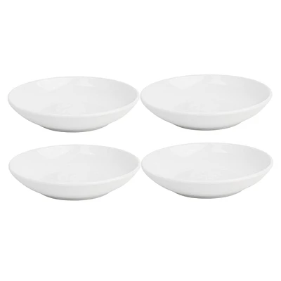 Set of 4 White Round Shallow Bowls, 5"