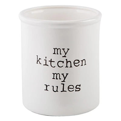 White My Kitchen My Rules Kitchen Utensil Holder