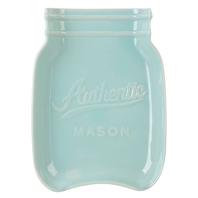 Light Aqua Mason Jar Spoon Rest, 7"