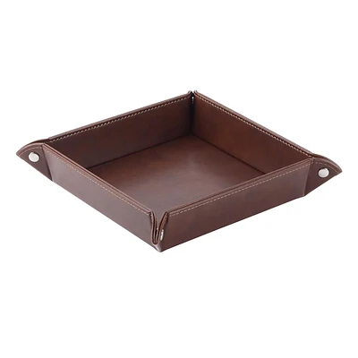 Faux Leather Square Tray, 8"