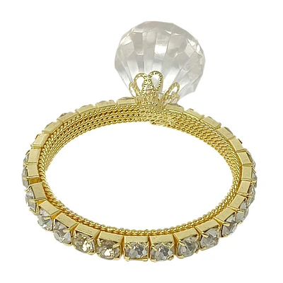 Gold Rhinestone Ring Ornament, 2"