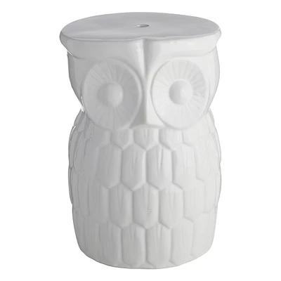 Owl White Ceramic Plant Stand, Large