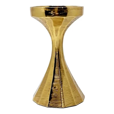 Gold Ribbed Candle Holder