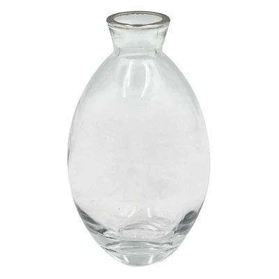 Willow Crossly Bud Glass Vase with Silver Rim