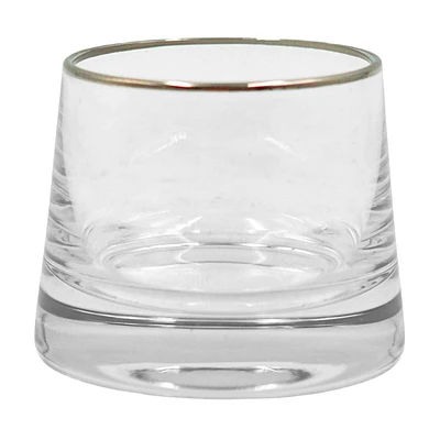 Glass Tealight Holder with Silver Rim, 2"